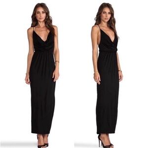 Bardot Black Citic Cowl Neck Back Cinched Maxi Dress